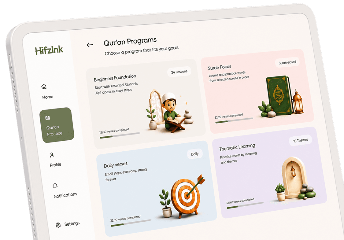 HifzInk Quran programs dashboard